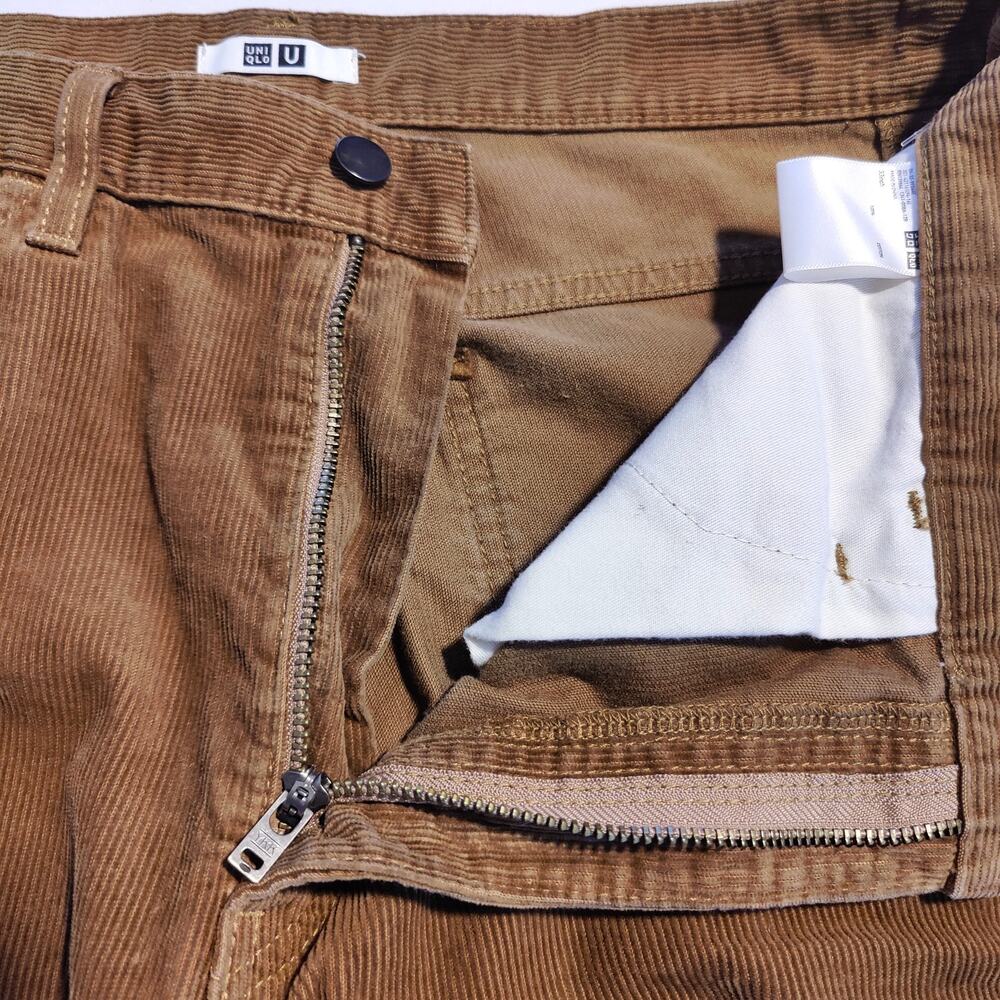 UNIQLO U Corduroy Straight Leg Pants Brown 33 Men's Women's Unisex - Picture 6 of 8